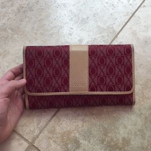 Red wallet with leather trim